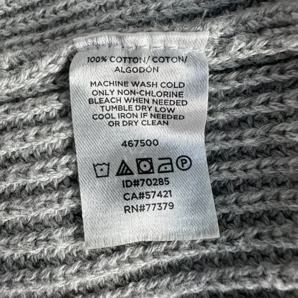 Ann Taylor Factory Open Front Ribbed Knit Cotton Cardigan Sweater,‎ Size L, Grey